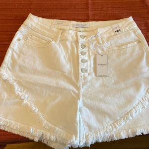 Judy Blue tulip white shorts size 1XL. High waist button down. New with tags
